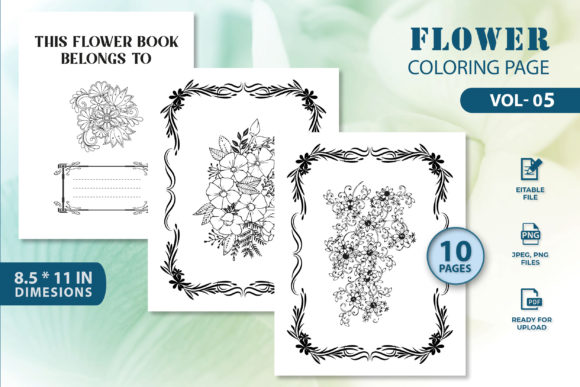 Flower Coloring Page Vol-05: A Versatile Asset for KDP Publishers and Creative Educators