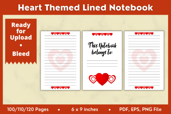 Heart Themed Lined Notebook KDP Interior: A Versatile Tool for Creative and Practical Use