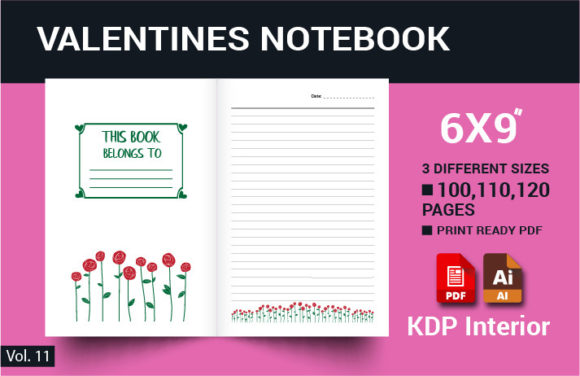 Valentine's Day Notebook Journal: Evaluating Editable KDP Interiors for Commercial Use
